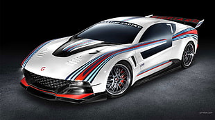 white and red coupe, Italdesign Brivido Martini Racing, supercars, car, vehicle HD wallpaper