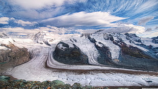 aerial view of mountain, glaciers