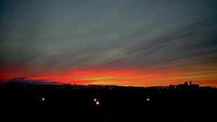 sunset with black surface, landscape