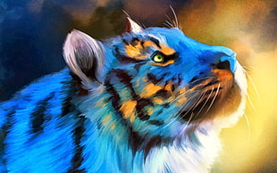 tiger illustration, digital art, animals, tiger