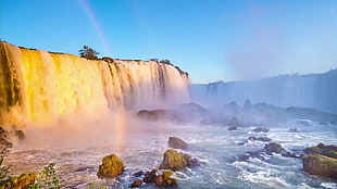 Niagara Falls under blue sky, rio de janeiro, brazil HD wallpaper