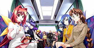 female anime characters inside vehicle HD wallpaper