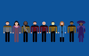 Star Trek characters illustration, Star Trek, minimalism, Crew, USS Enterprise (spaceship)