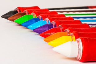 assorted coloring pens on top of white surface HD wallpaper