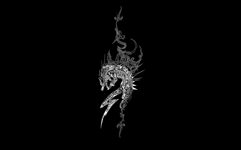 black and gray illustration HD wallpaper