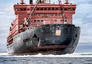 black and red cruise ship, vehicle, ship, Rosatom, Nuclear-powered icebreaker