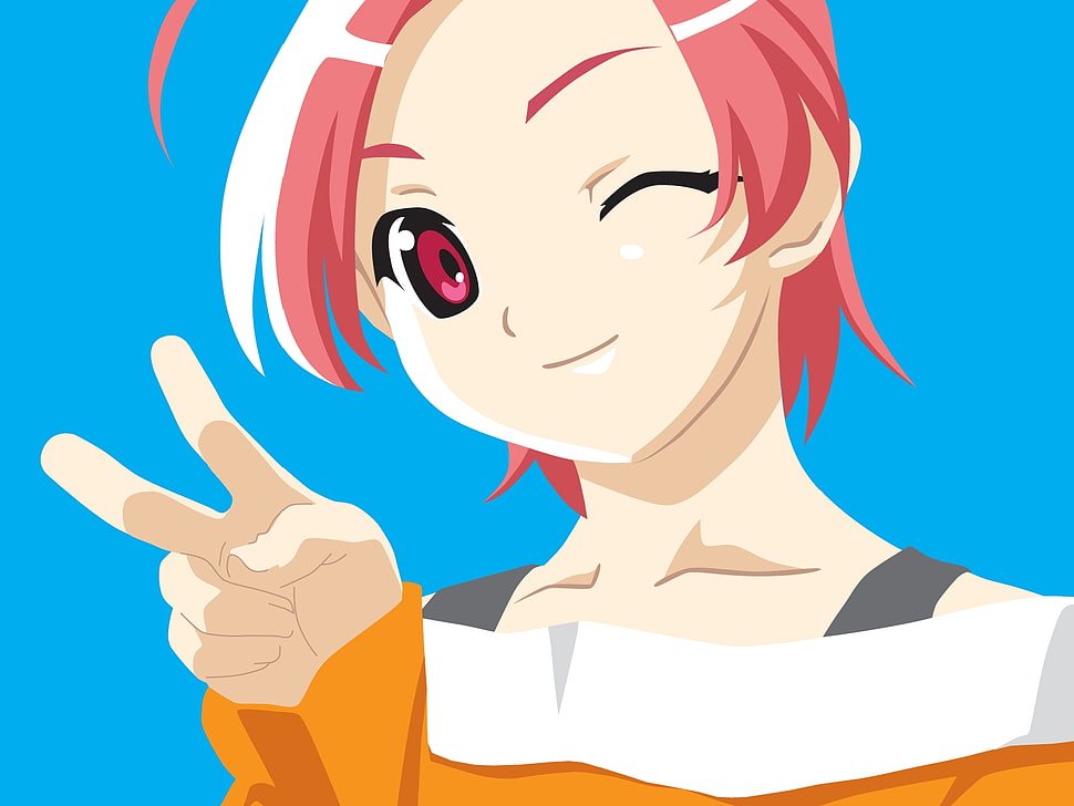 female with pink hair anime digital wallpaper HD wallpaper