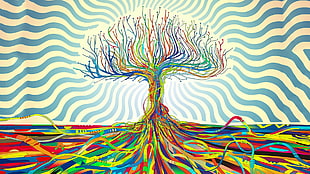 multicolored tree painting