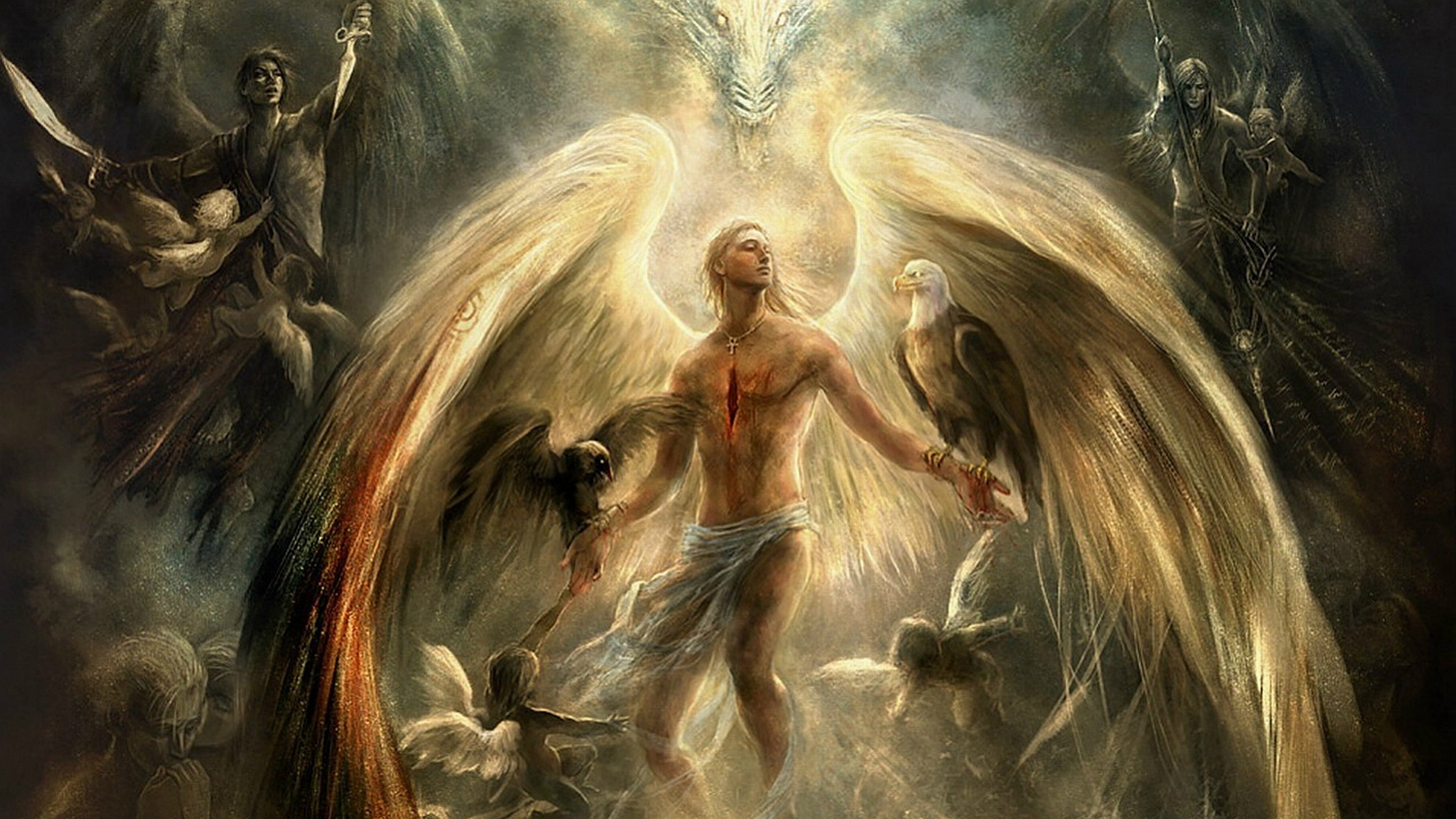 Painting Of Male Angel HD Wallpaper Wallpaper Flare