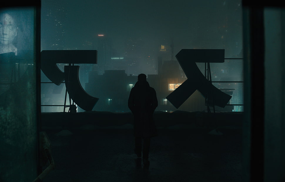 men's black coat, Blade Runner 2049, movies, men, actor HD wallpaper