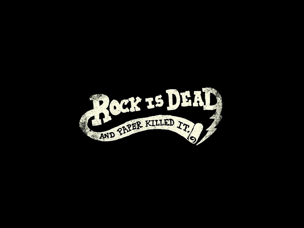 Rock Is Dead And Paper Killed It signage, minimalism, typography, simple background HD wallpaper