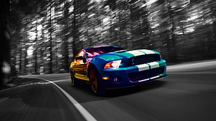 blue car, car, sports car, Ford Mustang HD wallpaper