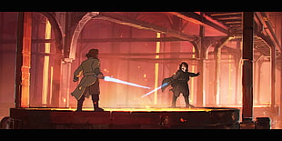 two male holding swords wallpaper, artwork, Star Wars, science fiction, Obi-Wan Kenobi