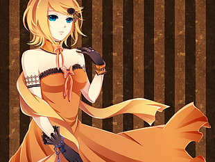 orange haired female Anime character HD wallpaper
