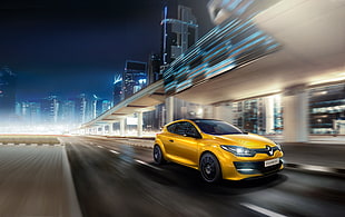 yellow Renault car HD wallpaper