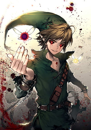 Link illustration, Link, navi, The Legend of Zelda, blood