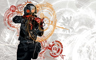 man holding assault rifle game application, video games, digital art, artwork, helmet