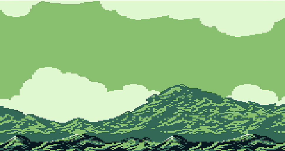 Pixel Mountain Illustration Gameboy Green Vintage Pixel Art Hd Wallpaper Wallpaper Flare