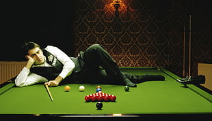 men's white long-sleeved shirt, Snooker, sports, balls, billiard balls