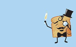 bread slice holding a flute glass illustration