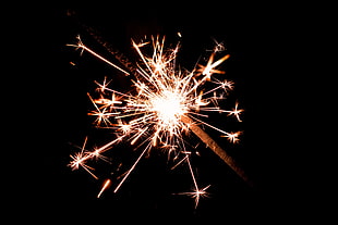 lighting sparkling firework, Bengal fire, Sparks, Dark background