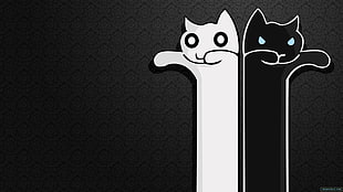 two black and white cats illustration, longcat, cat, minimalism