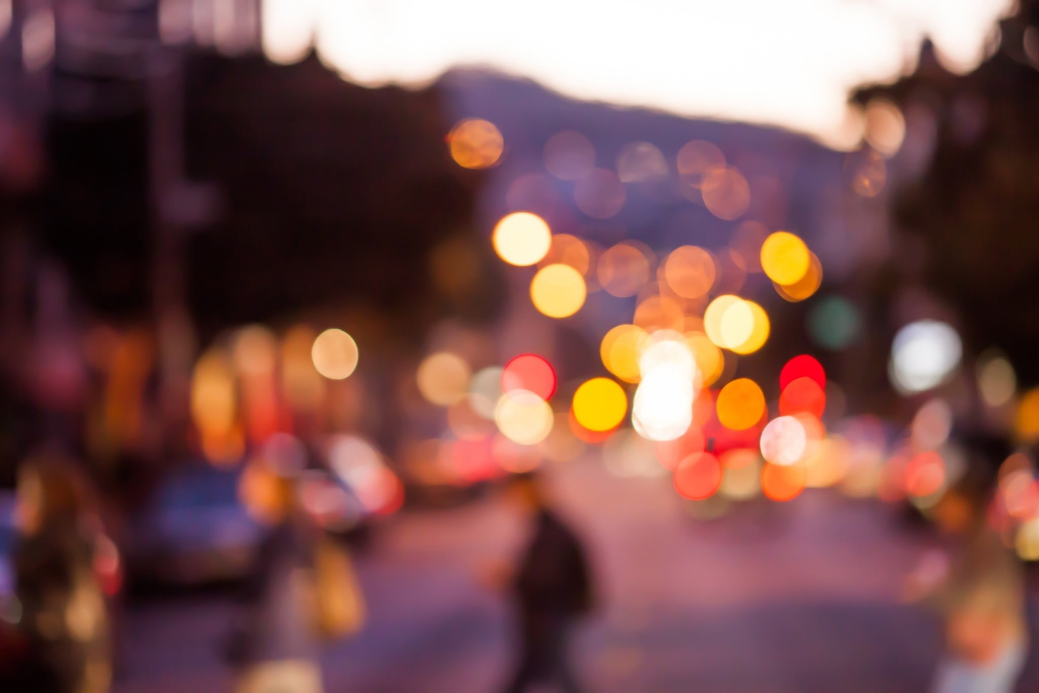 blurred, city, bokeh, lights