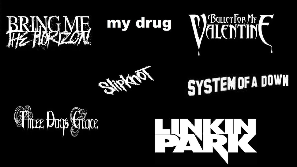 Bring Me The Horizon, My Drug, Bullet For My Valentine, Slipknot, Linkin Park, Three Days of Grace texts HD wallpaper