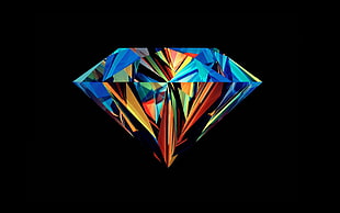 blue and orange diamond illustration, diamonds