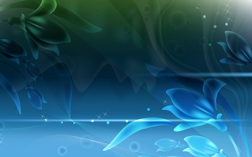 blue flowers digital wallpaper HD wallpaper