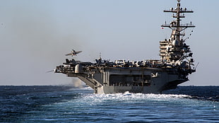 gray aircraft carrier, aircraft carrier, military, ship