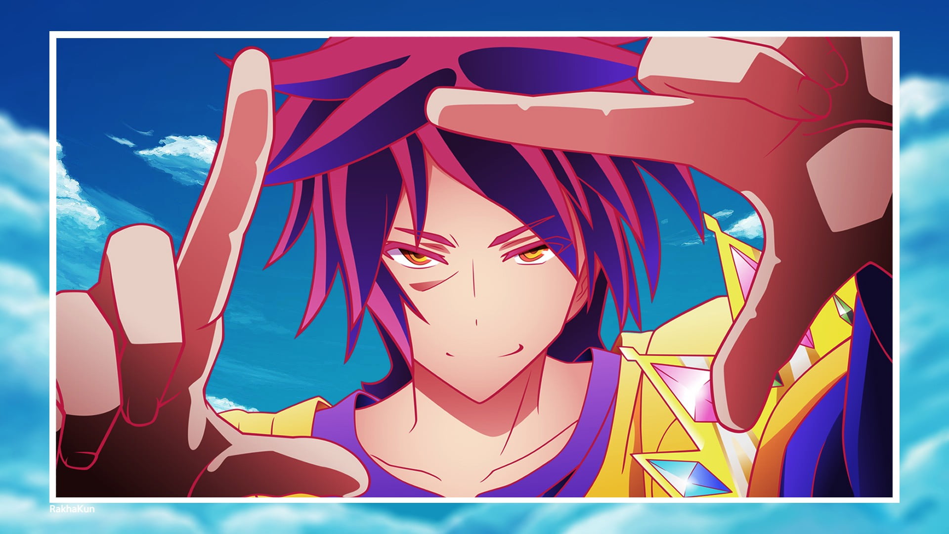 No Game No Life illustration, anime, anime boys, Sora (No Game No Life), sky