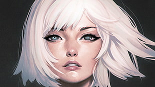 photo of painting of white haired girl
