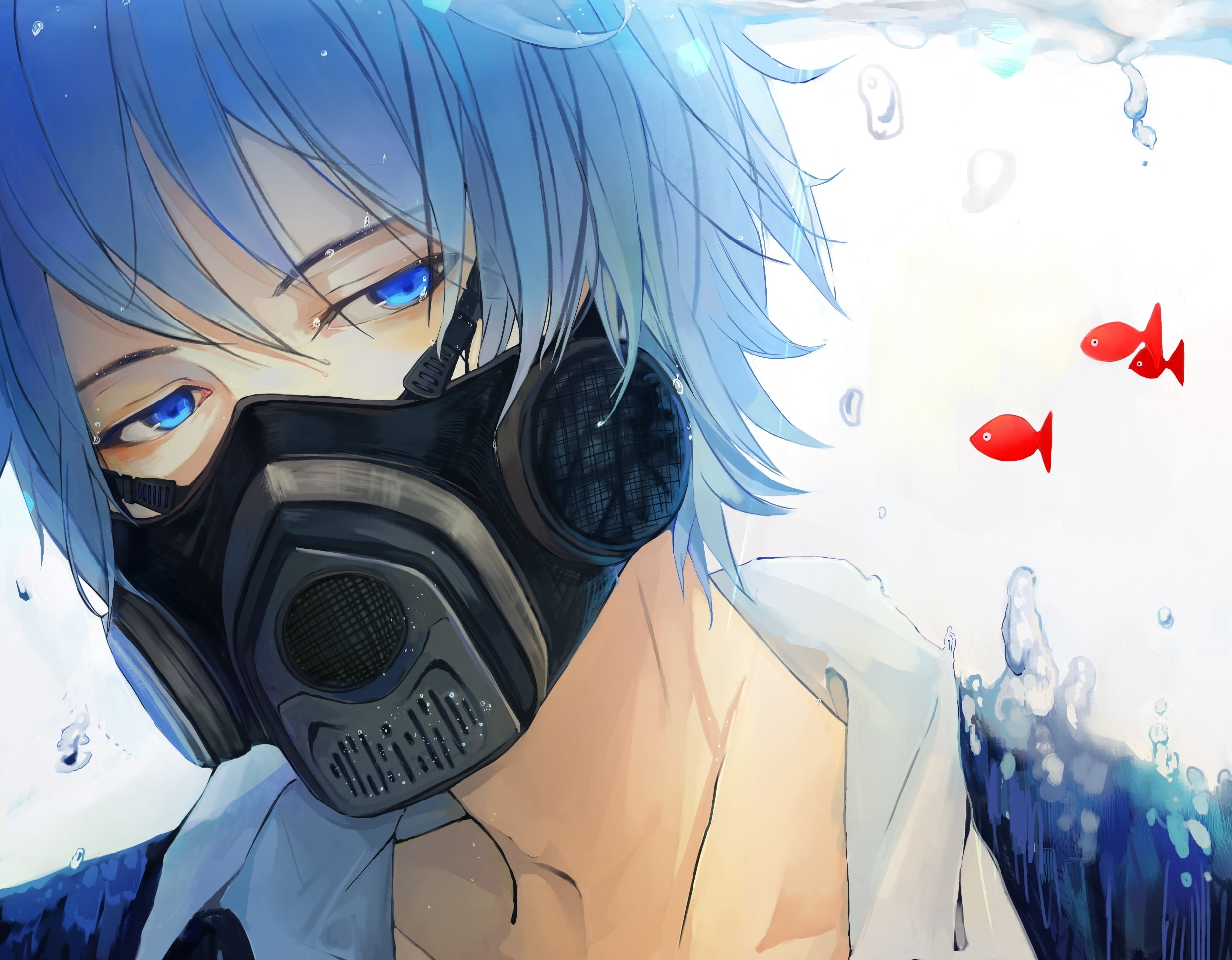 anime blue hair male