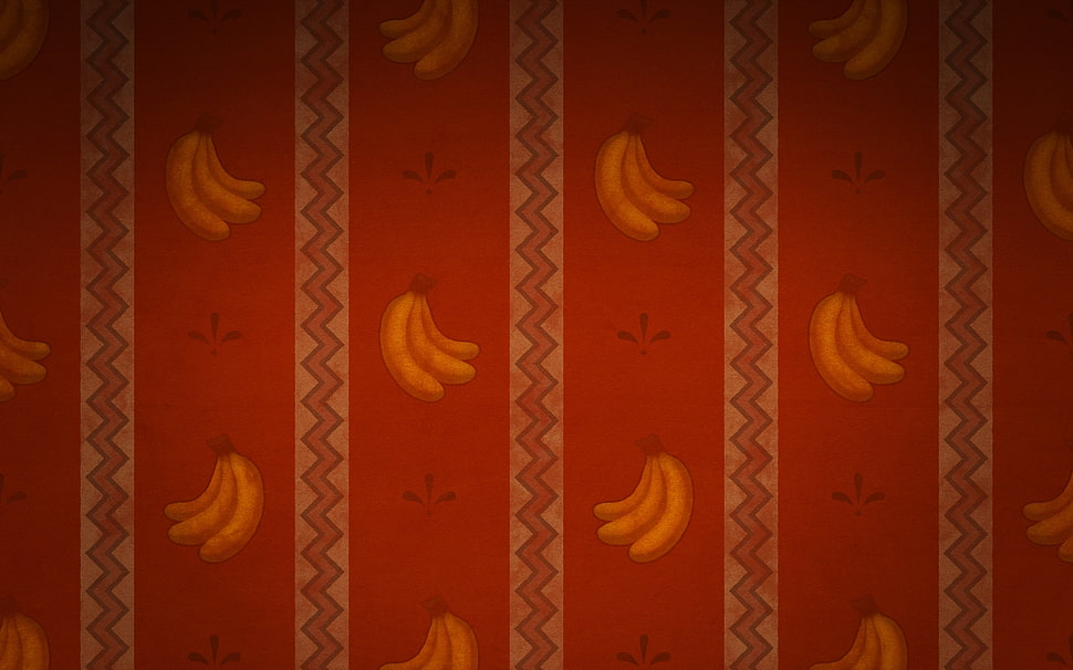 red banana print textile HD wallpaper