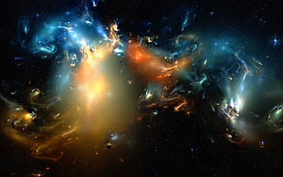 black and multicolored galaxy-theme digital wallpaper