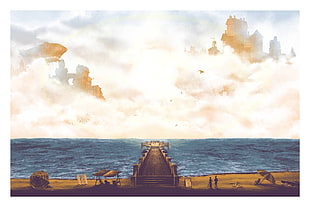 painting of dock on body of water, BioShock Infinite, video games, BioShock