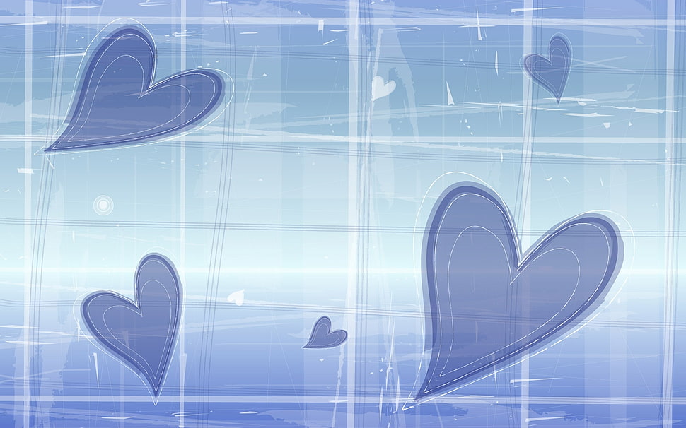 blue hearts digital wallpaper HD wallpaper