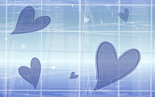 blue hearts digital wallpaper