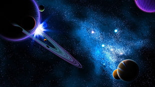 blue, black, and purple planet graphic wallpaper, digital art, space art, space, universe