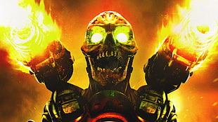 illustration of skeleton, Doom 4, Id Software, Bethesda Softworks, video games