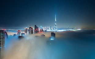 city building field with fogs photo