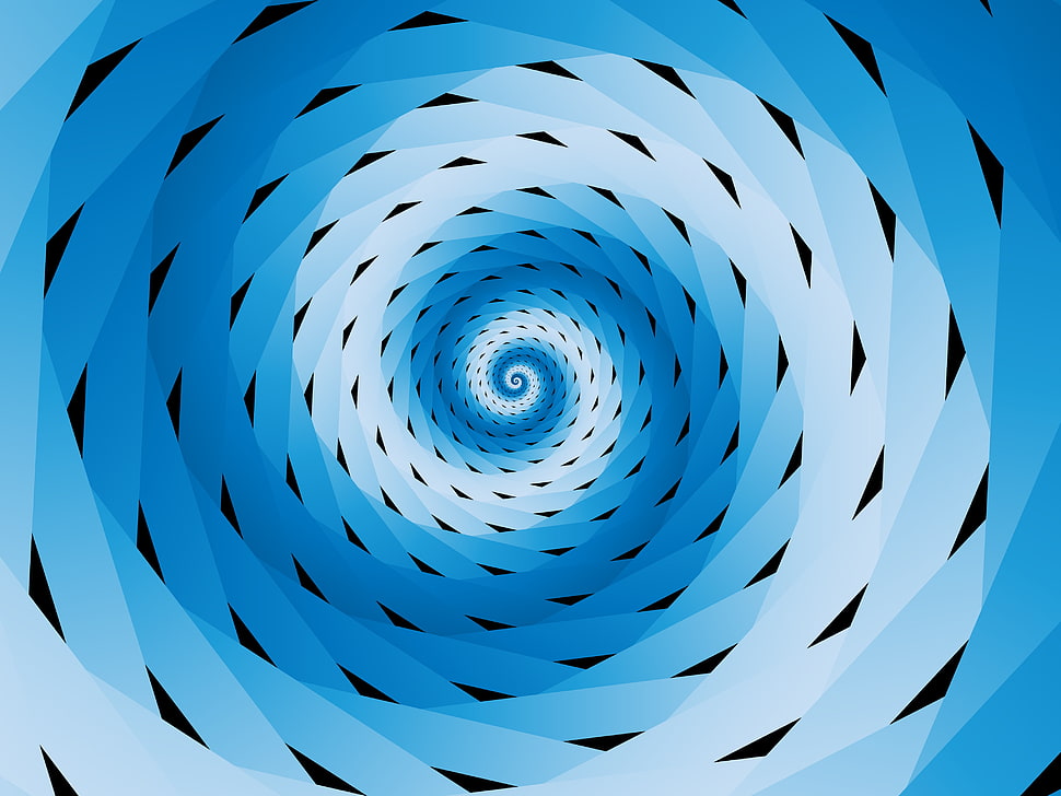 blue, black, and white spiral illustration HD wallpaper