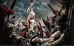 God of War Kratos digital wallpaper, video games, God of War, sword, fighting