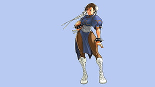 Chun-Li, illustration, Capcom, blue background HD wallpaper