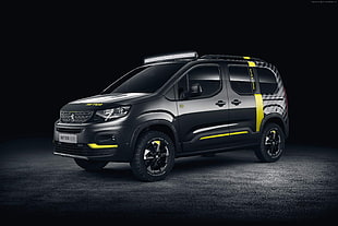 black minivan, Peugeot Rifter, 2018 Cars, 4k HD wallpaper
