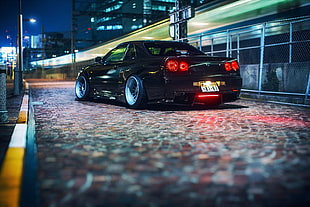 black coupe, skyline, Japanese cars, Nissan Skyline GT-R R34 HD wallpaper
