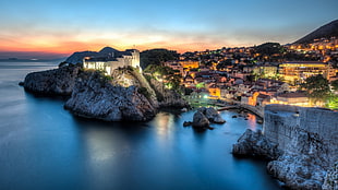 white concrete building, cityscape, building, sea, Dubrovnik