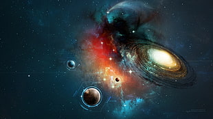 Galaxy wallpaper, digital art, universe, space, planet