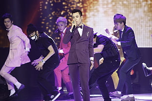 men's brown tuxedo suit, Blockb, Zico, Jaehyo, P.O